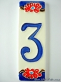 Numero civico ceramica con fiore nf3