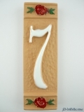 Numero civico ceramica con fiore rosso nfr7