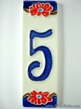 Numero civico ceramica con fiore nfp5