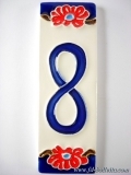 Numero civico ceramica con fiore nf8