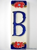 Numero civico ceramica con fiore nfp12
