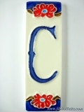 Numero civico ceramica con fiore nfp13